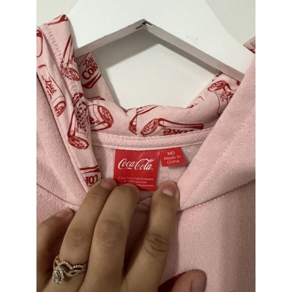 Coca Cola Diet Coke Pink Cropped Pullover Hoodie Size M - Picture 4 of 7